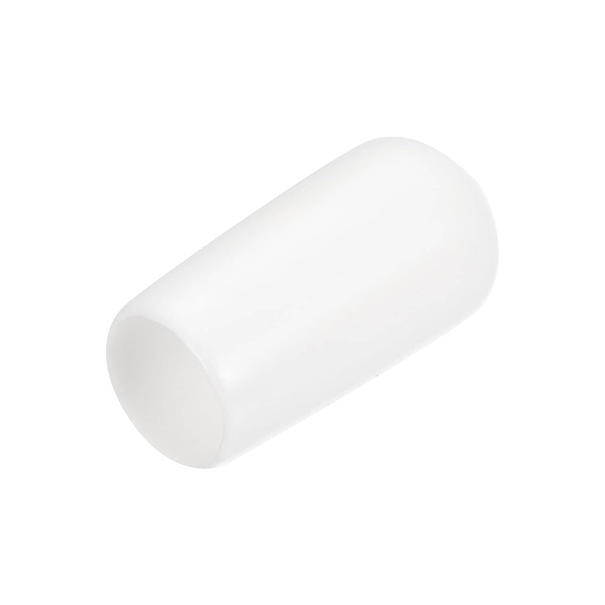 White 7mm ID round rubber end cap cover, vinyl, open sleeve