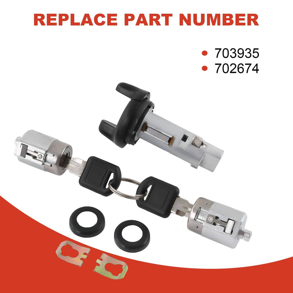 Door lock cylinder and keys set with rubber seals and replacement hardware clips