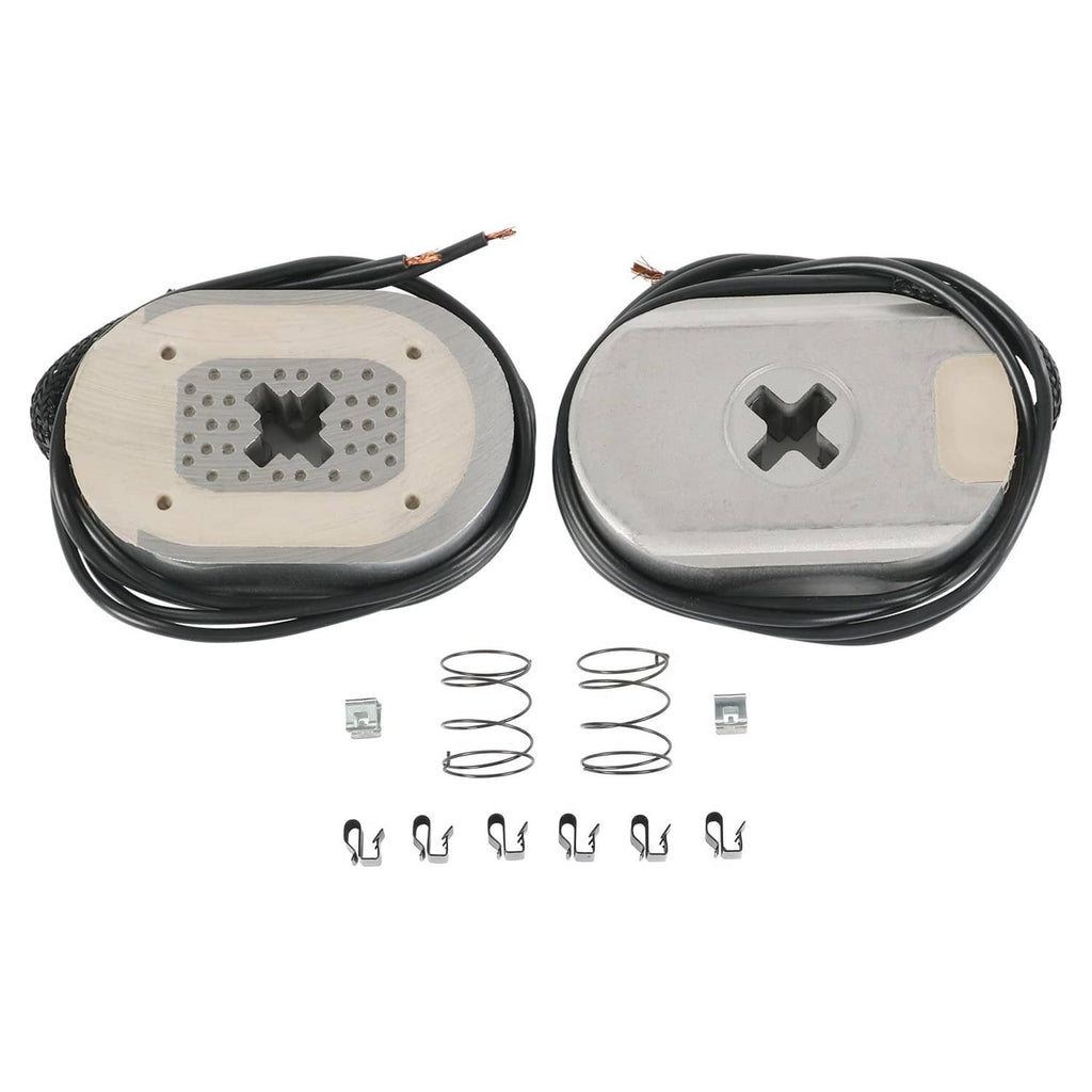 Electric trailer brake magnet kit, two oval magnets with black wire leads and connector pieces