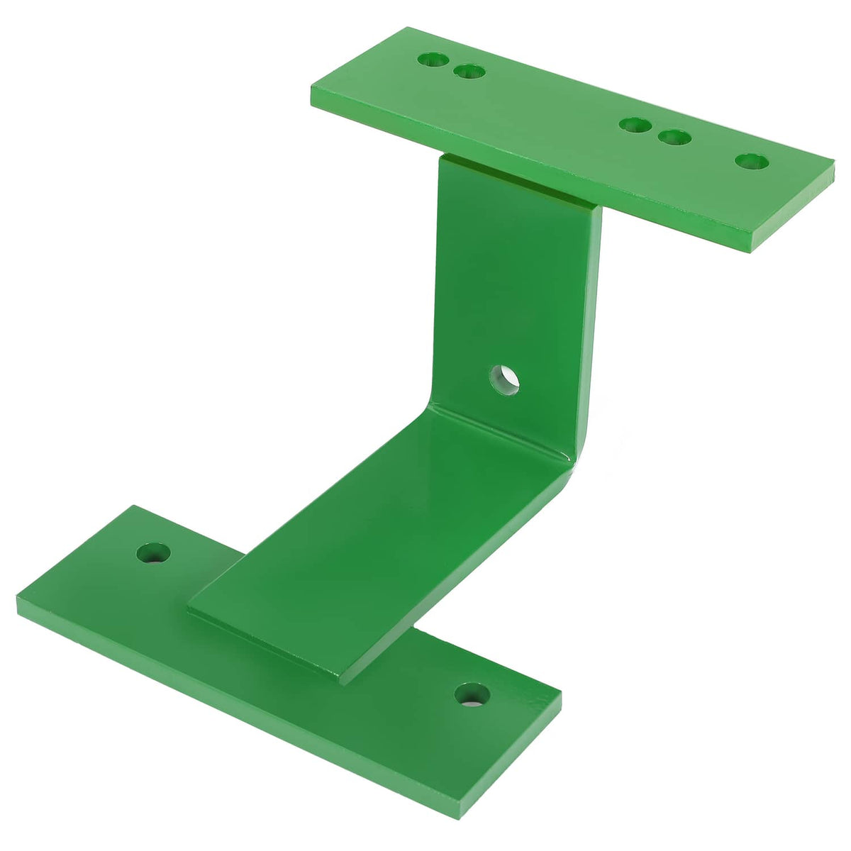 Green step extension bracket with mounting flange and circular hole