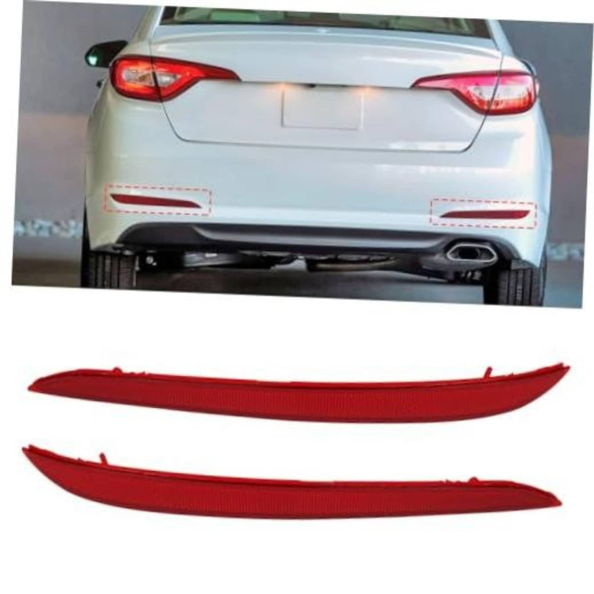 Set of two red rear bumper reflectors for Hyundai Sonata, left and right