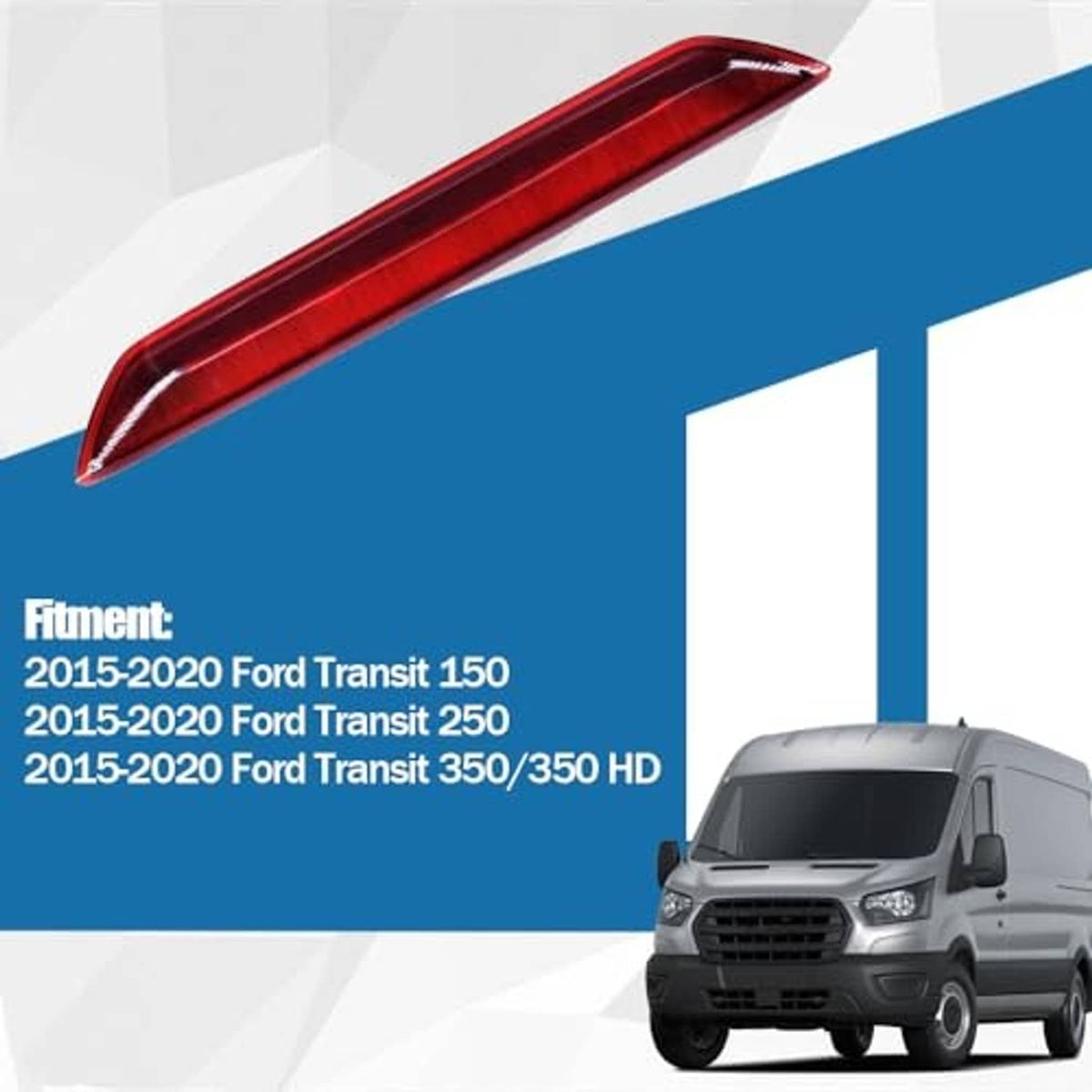 High-mount 3rd brake LED light bar with red lens and clear outer edges