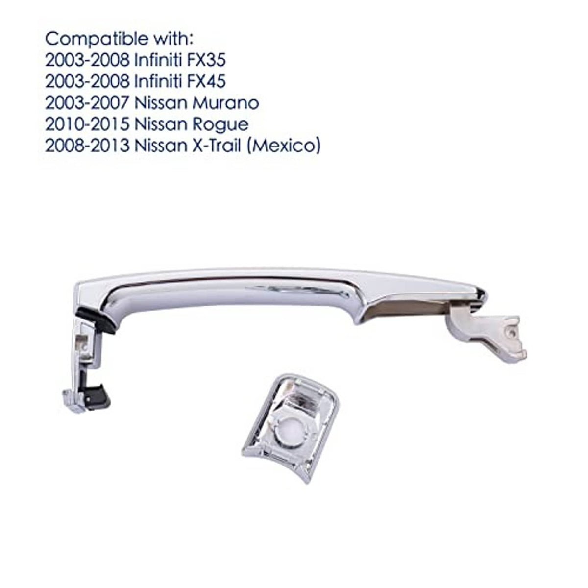 Chrome exterior door handle with clear window switch bezel, front driver side