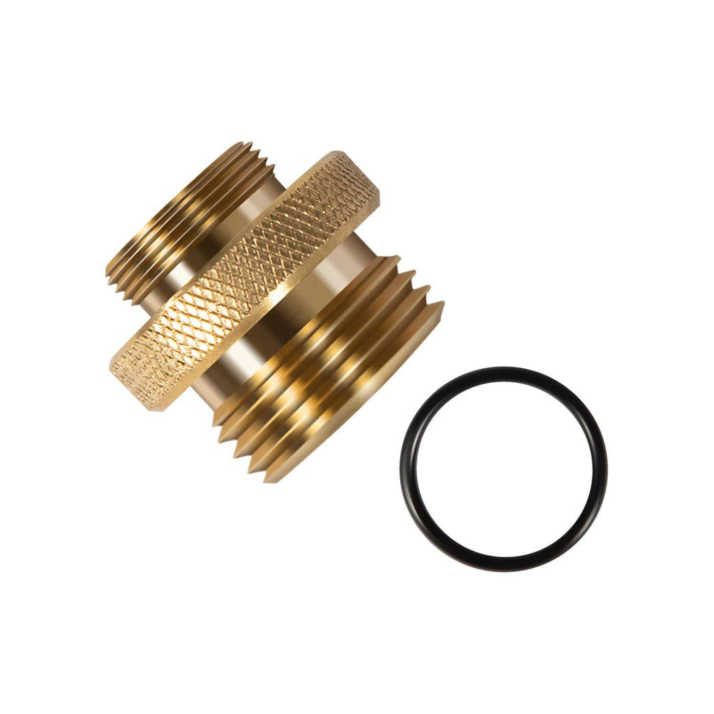 Brass hose bibb adapter components with O-ring seal for threaded connection
