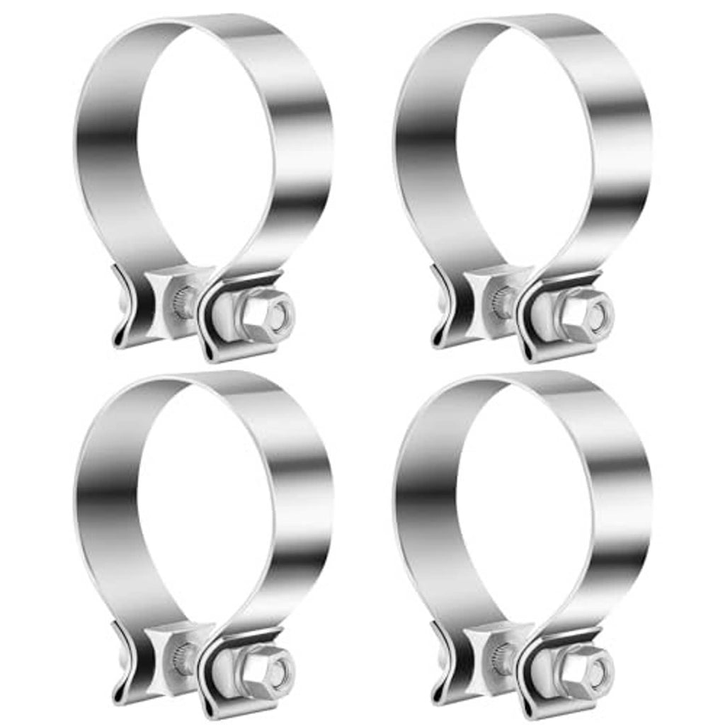 Set of stainless steel narrow band muffler clamps with tightening bolts