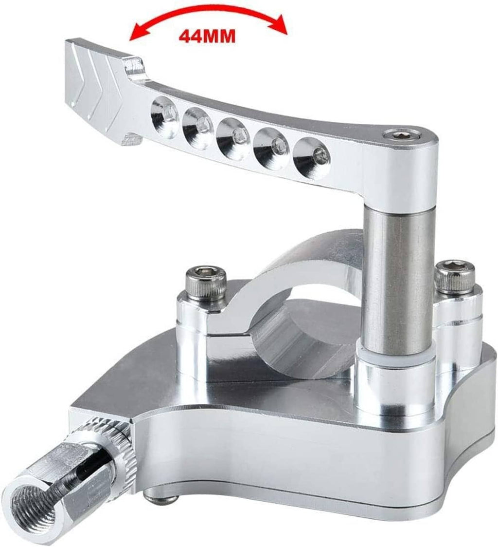 Billet thumb throttle assembly, silver machined lever with mounting bolts and 44mm mark