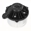 HVAC blower motor with fan cage and black fan wheel, vented circular housing