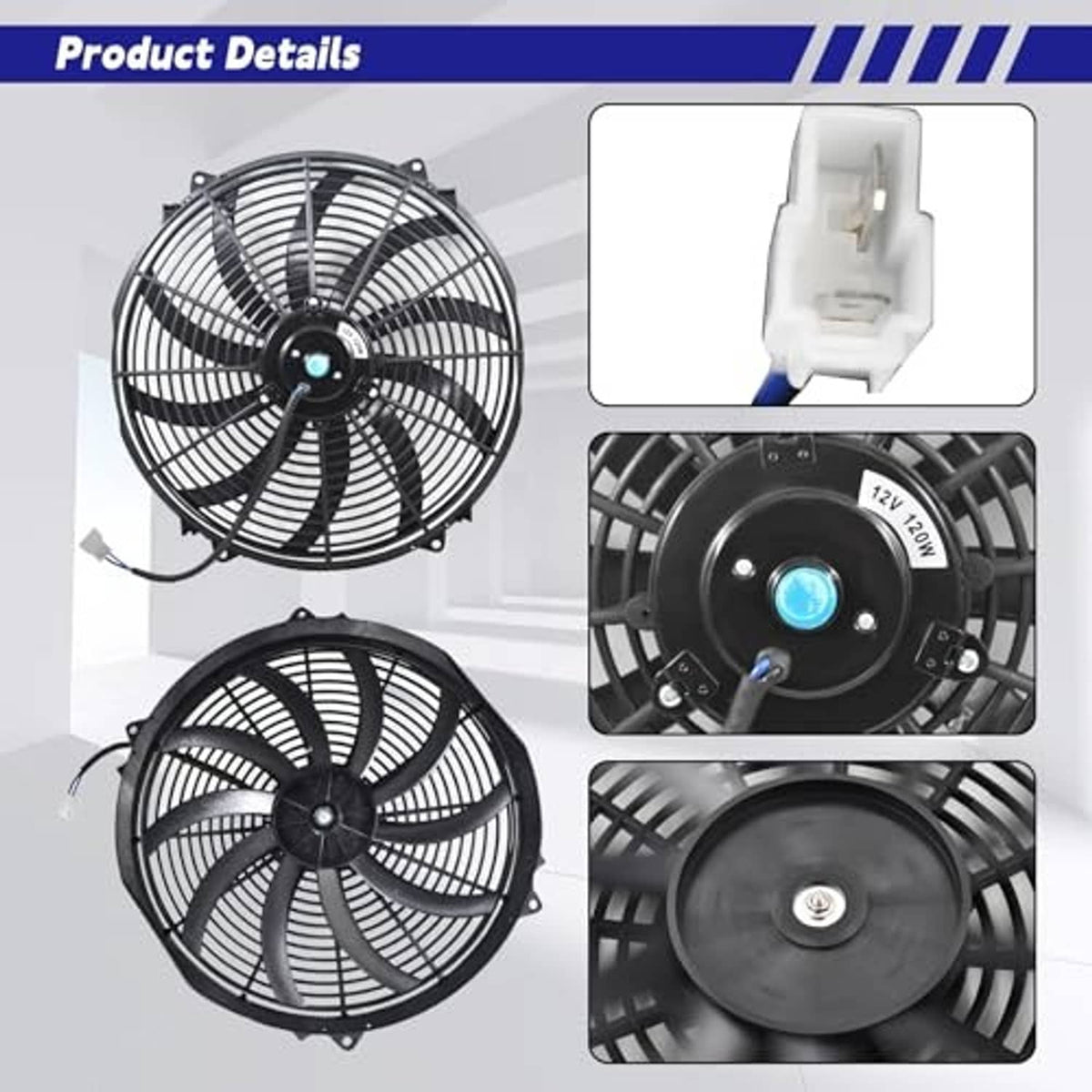 Radiator cooling fan assembly product details with connector and mounting plates