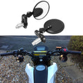 Round bar-end motorcycle mirrors with black housings and chrome mounting stems