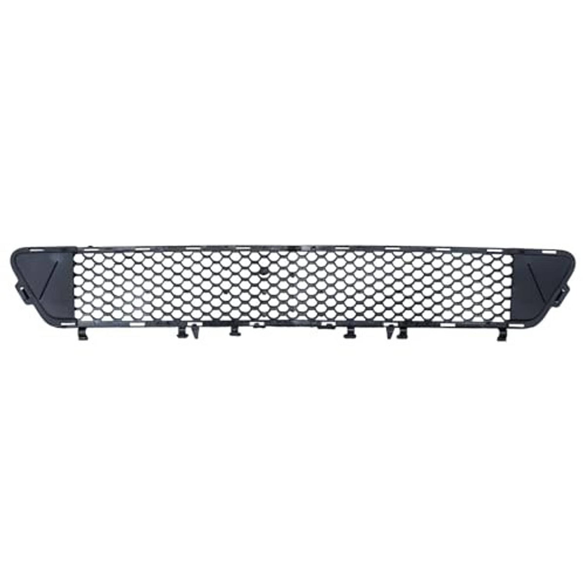 Front bumper lower grille with black frame and light honeycomb mesh