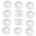 Set of 12 white PVC 3/4-inch pipe end caps, Schedule 40, round slip caps