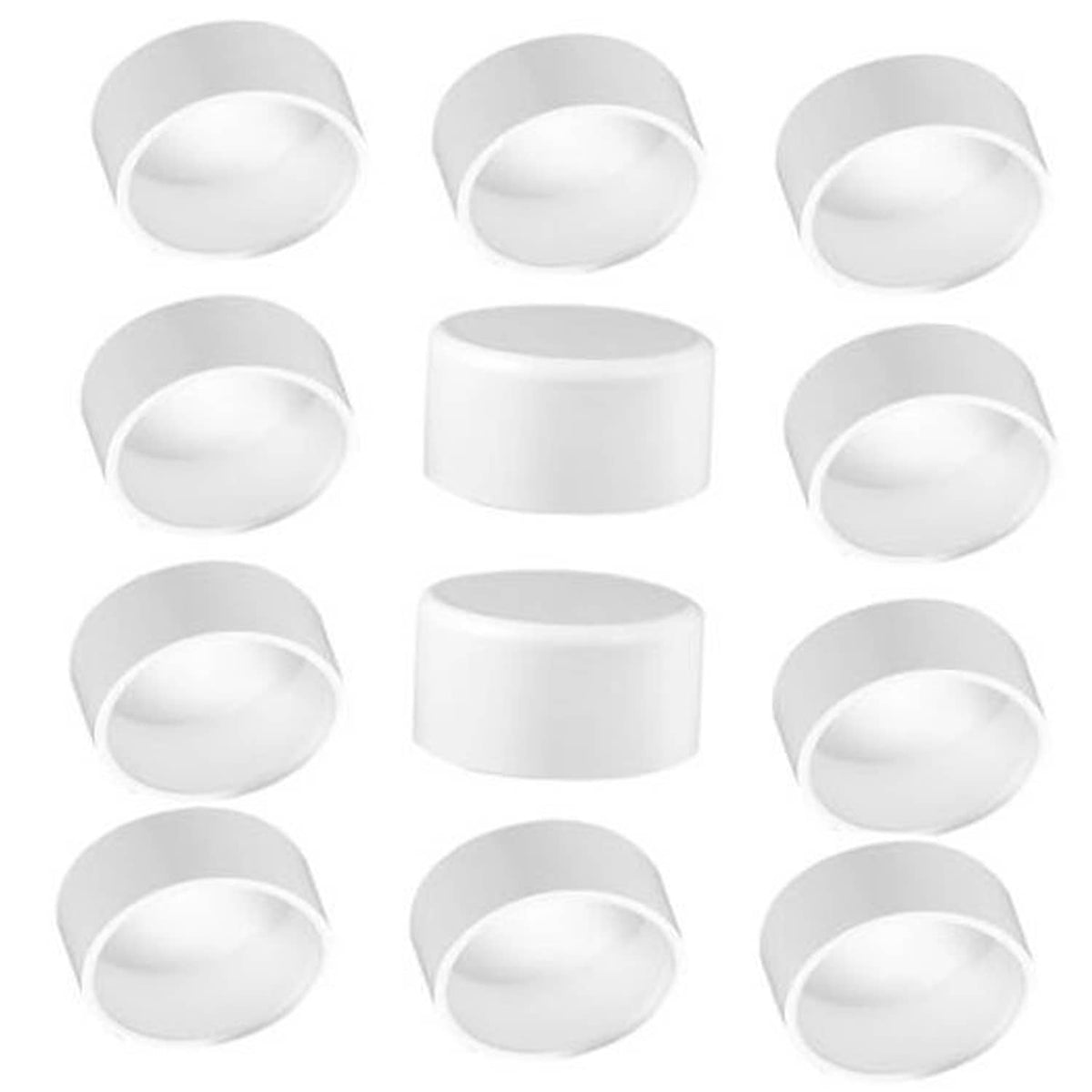 Set of 12 white PVC 3/4-inch pipe end caps, Schedule 40, round slip caps