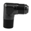 Black 90-degree elbow fitting adapter with external male threads