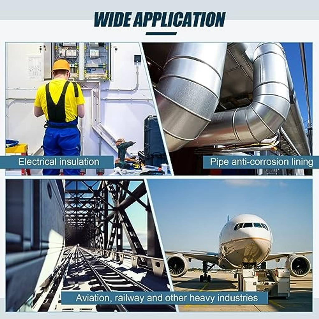Industrial use collage showing electrical work and pipe anti-corrosion application scenes