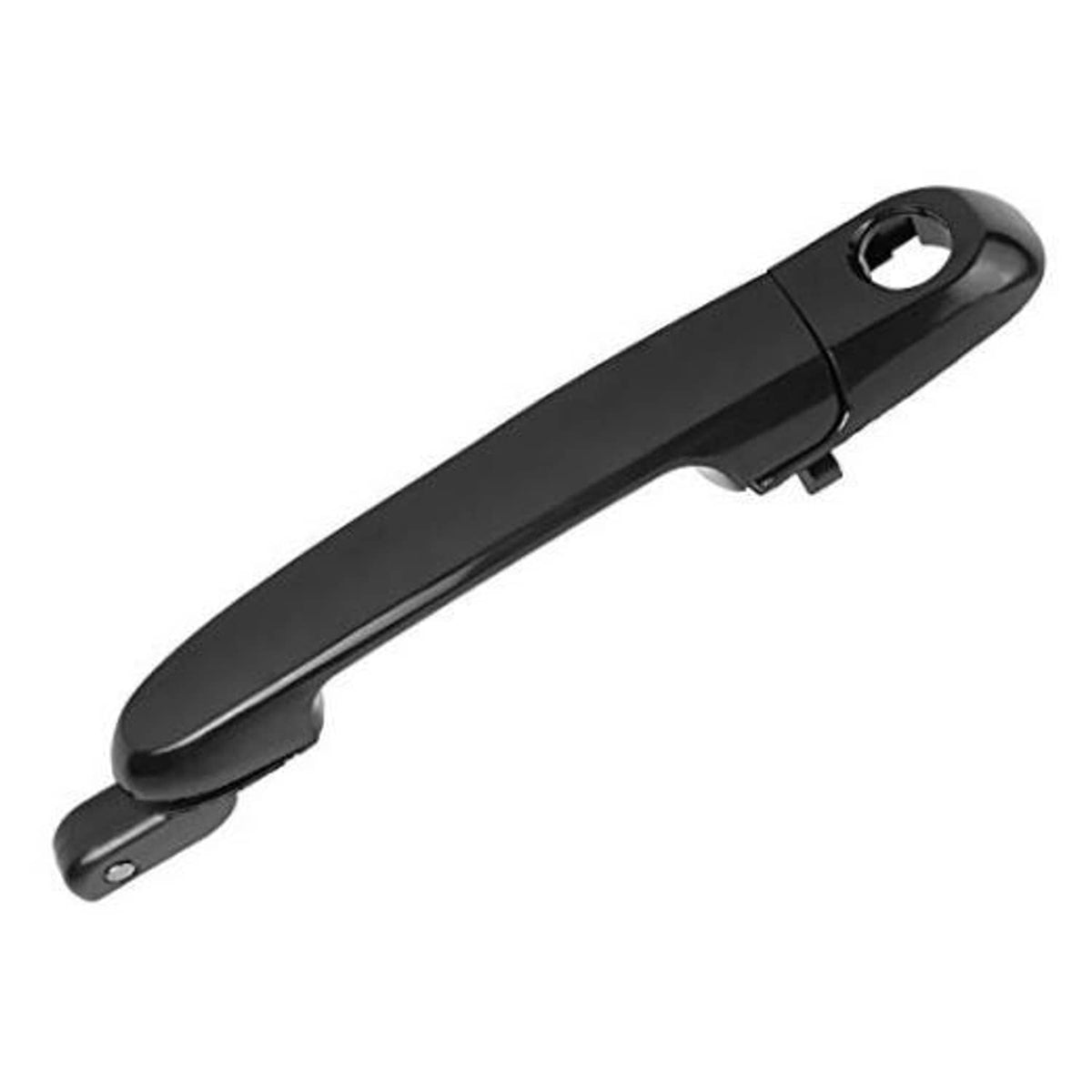 Front passenger exterior door handle, glossy black with round keyhole opening