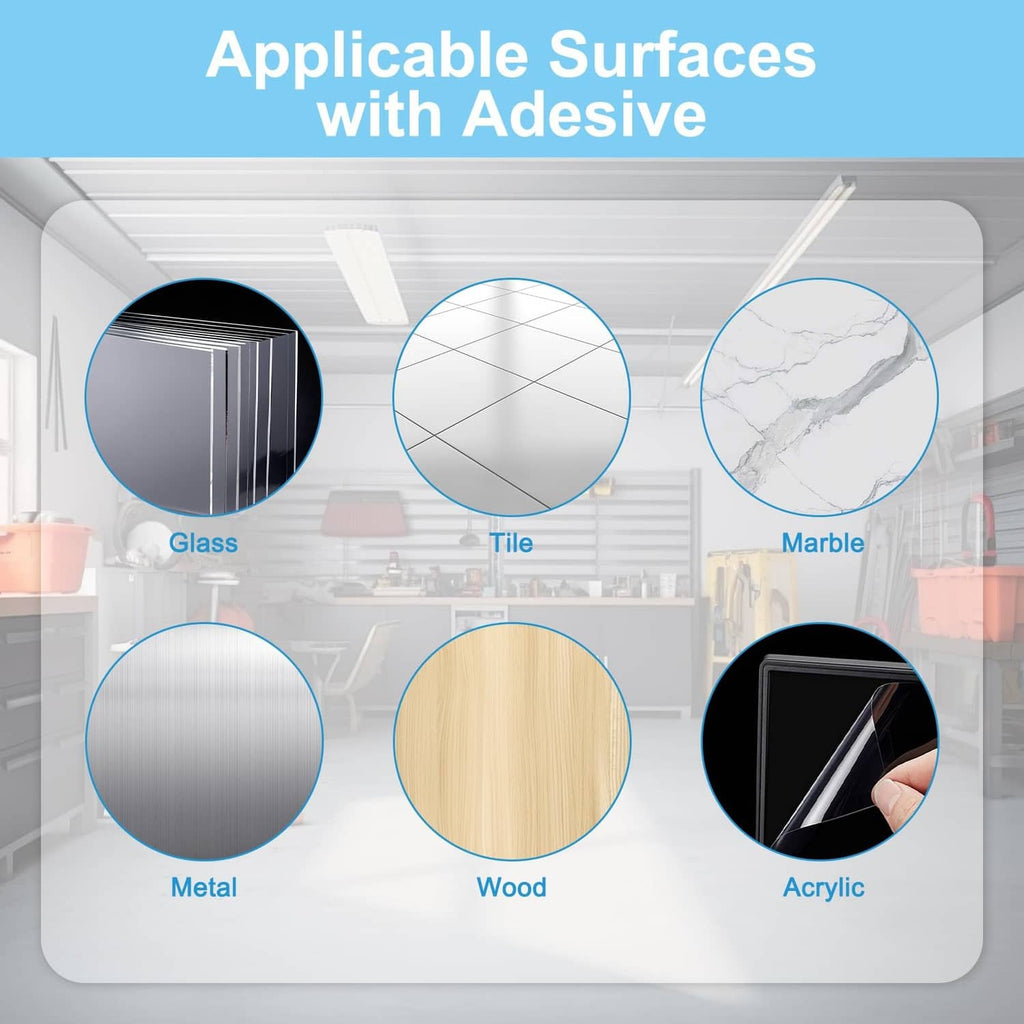 Mounting surface icons for key holder: glass, tile, marble, metal, wood, acrylic