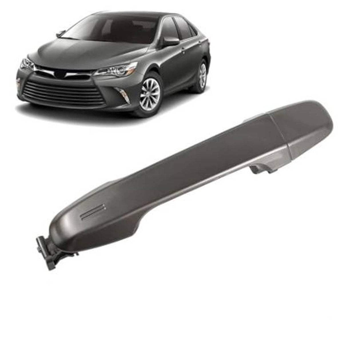 Gray rear left exterior door handle with integrated key cylinder opening