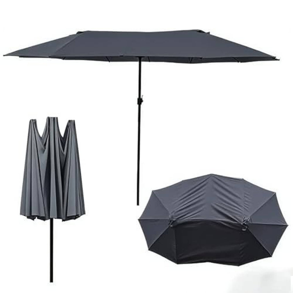 Umbrella replacement canopy with 12 ribs, double-sided gray fabric panels