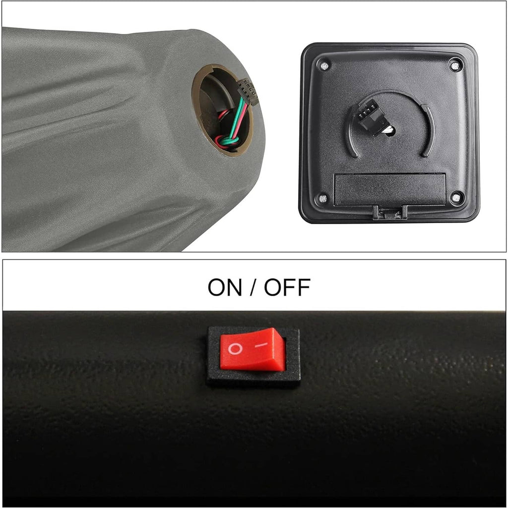 Gray umbrella fabric with wiring access and ON/OFF control switch