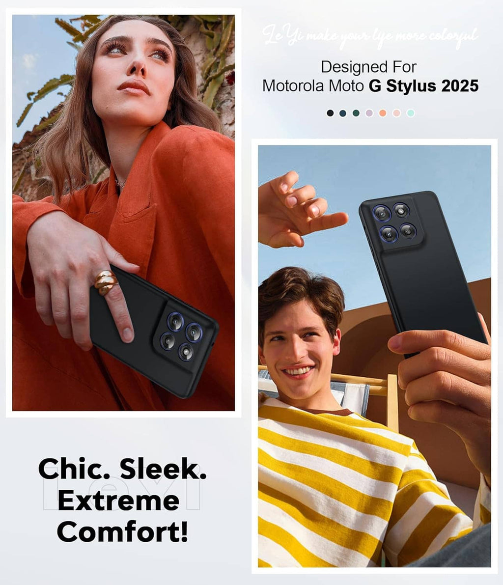 Black slim phone case showing camera openings and secure fit on phone