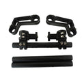 Adjustable motorcycle handlebar clamp kit with black steering bar and bolts