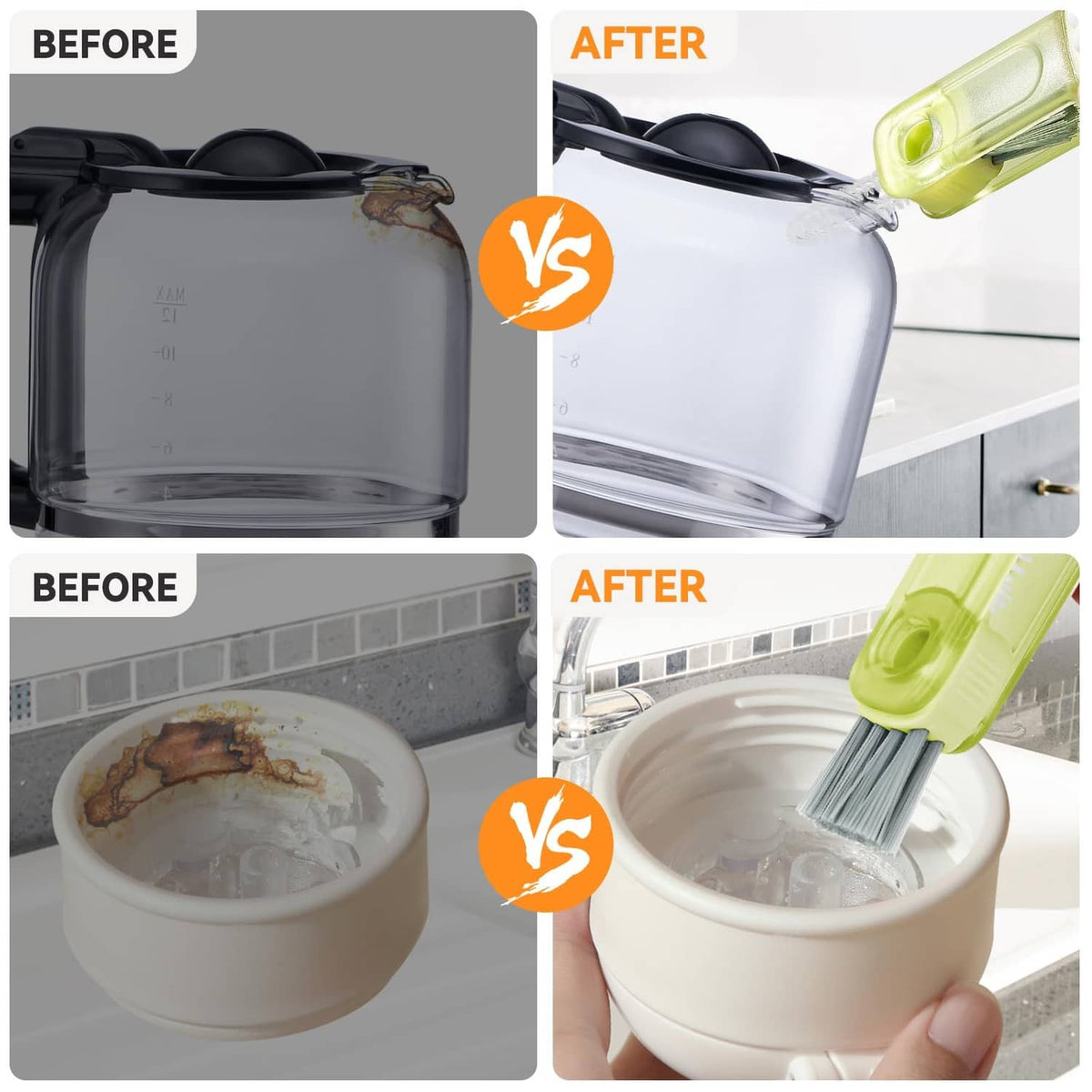 RivetOak 3 in 1 Cup Lid Gap Cleaning Brush Set, Multifunctional Small, Multicolored