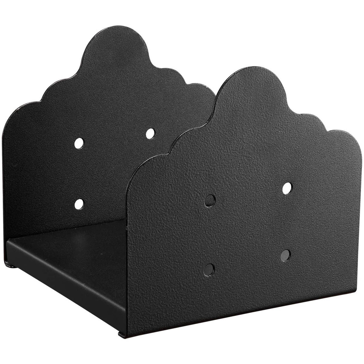 Black post base bracket anchors, two-piece set with mounting holes