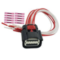 Headlight wiring harness connector pigtail with black housing and red/white wires