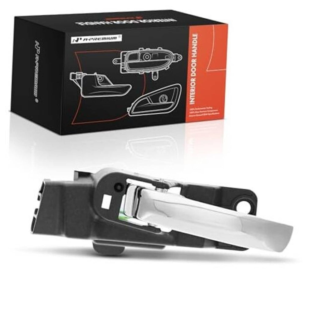 Front left interior door handle with chrome lever and black ABS base