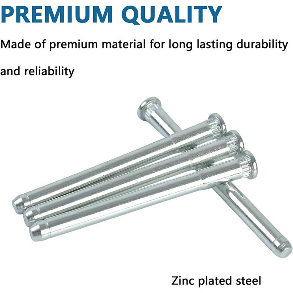 Zinc-plated steel door hinge pin and bushing set with metal pins and matching parts