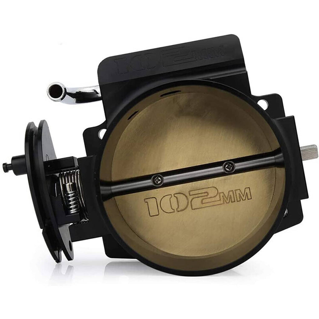 Black 102mm throttle body with throttle cable and gold intake plate