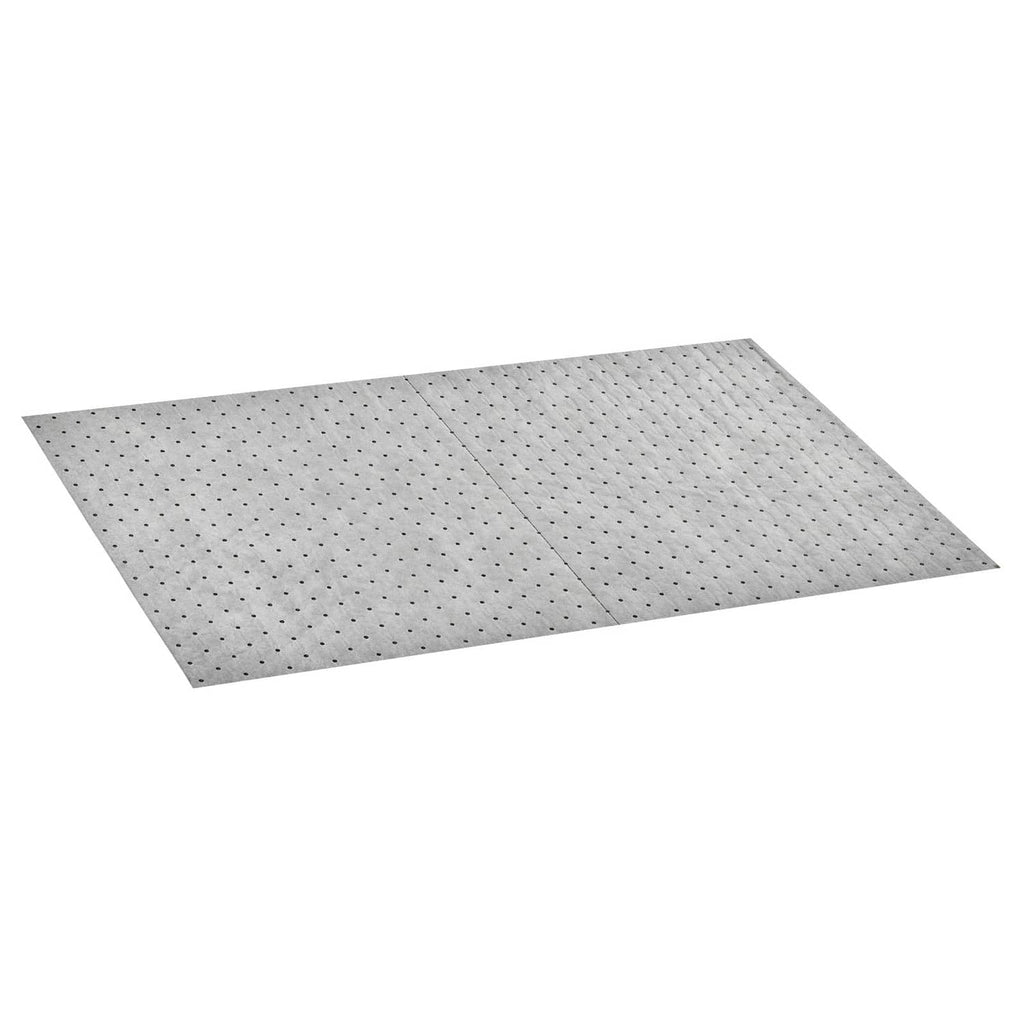 Flat absorbent pad sheet, gray speckled pattern with a center seam