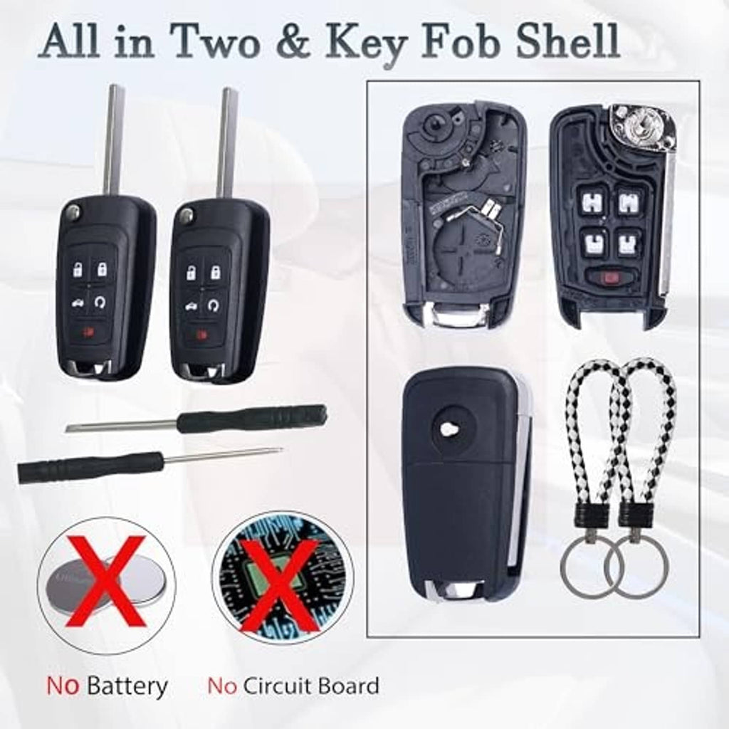 Key fob shell replacement set with outer shells, internal parts, and lanyard rings