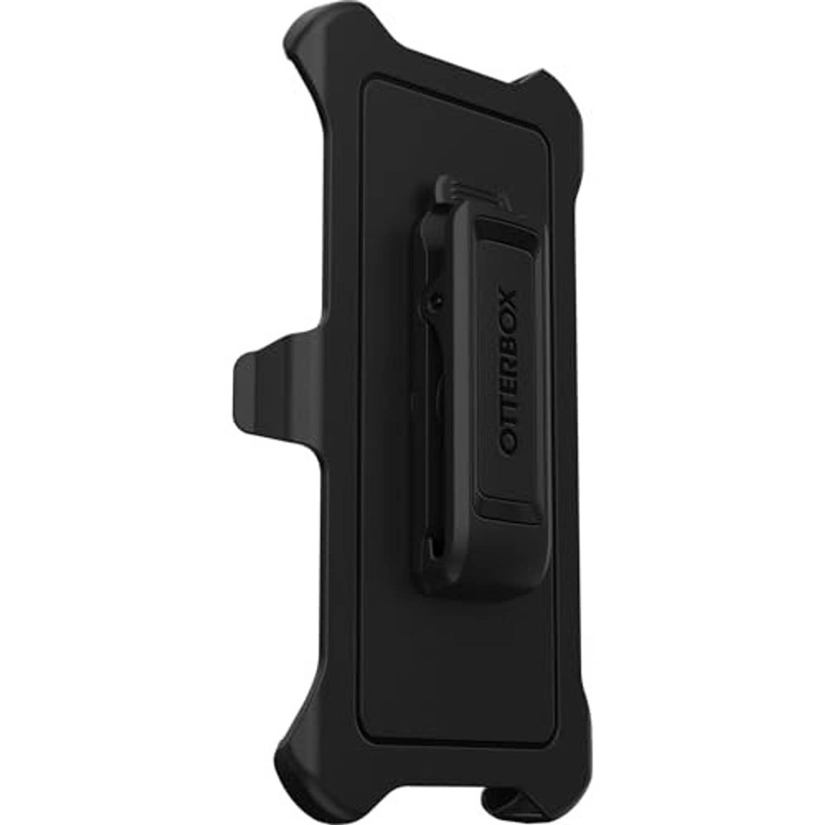 Black OtterBox Defender belt clip replacement, front view with hinged latch