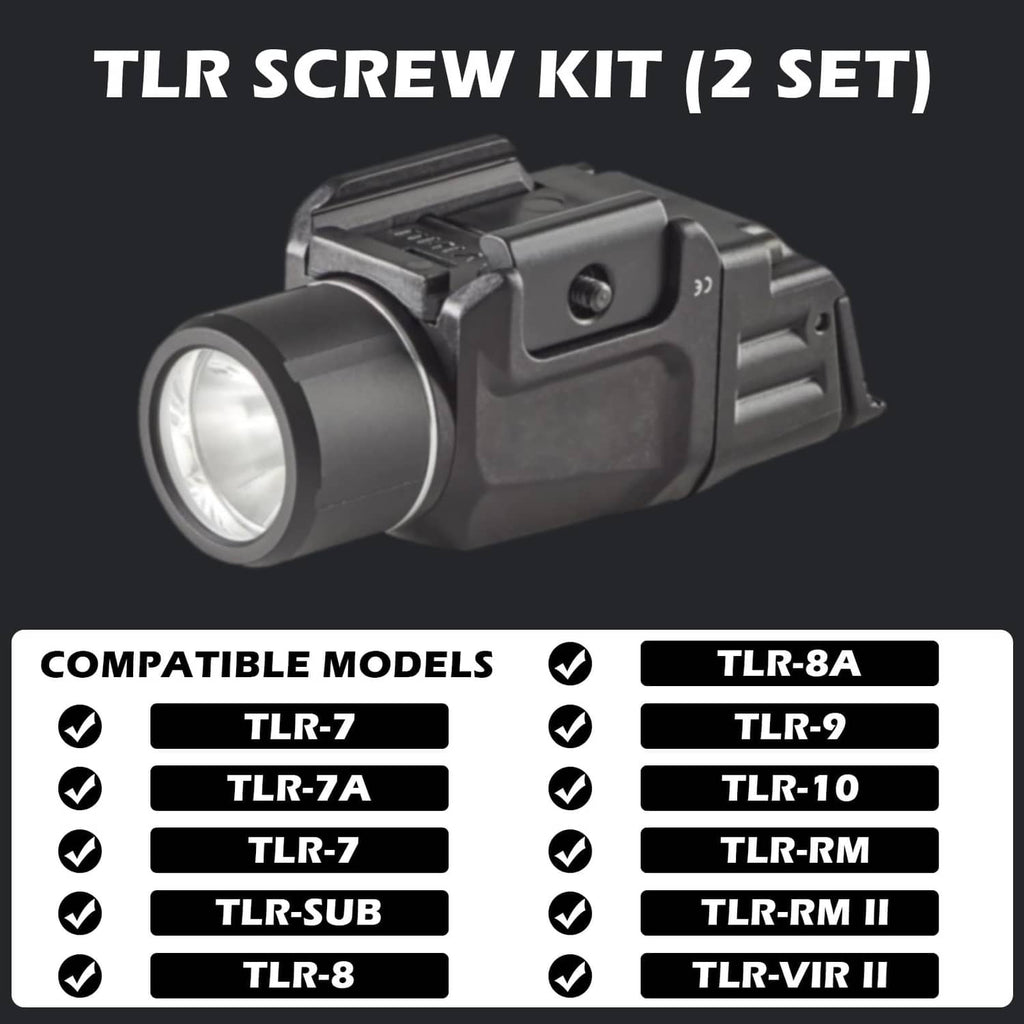 Black screw kit shown with tactical light body, compatible replacement set