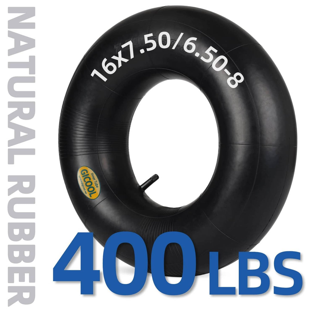 Black inner tube 16x7.50/6.50-8 rated up to 400 lbs with TR-13 valve