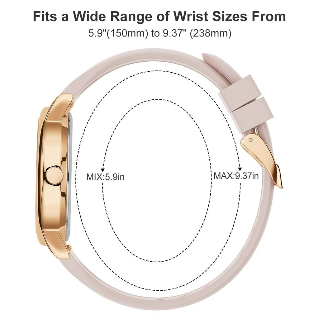Rose gold nurse watch with blush silicone strap, side profile