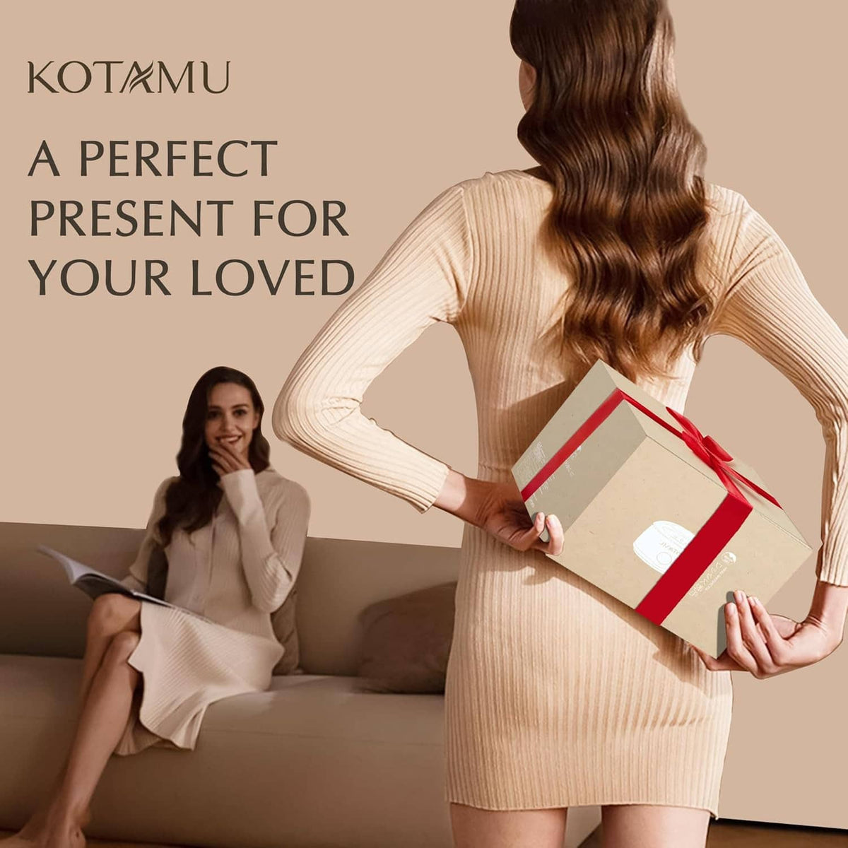 KOTAMU waxing kit gift box held by a person for at-home hair removal