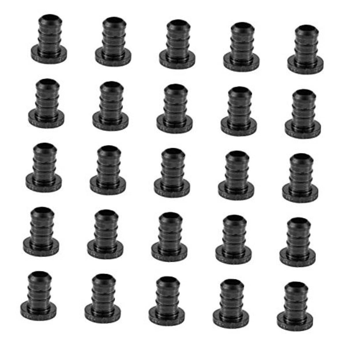 Set of dark crimp plug/barb end caps for 1/2-inch PEX tubing, 25-pack.