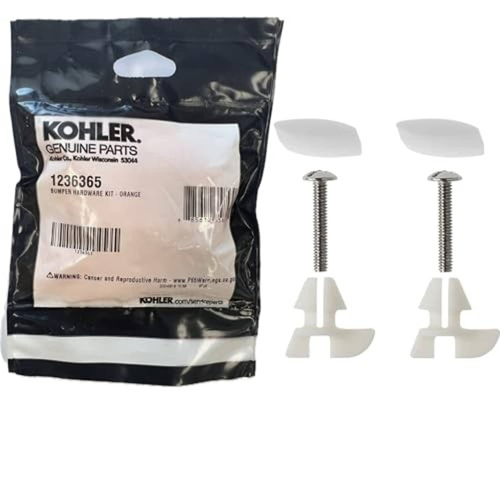 Kohler bumper hardware kit in sealed package with two screws and white clips