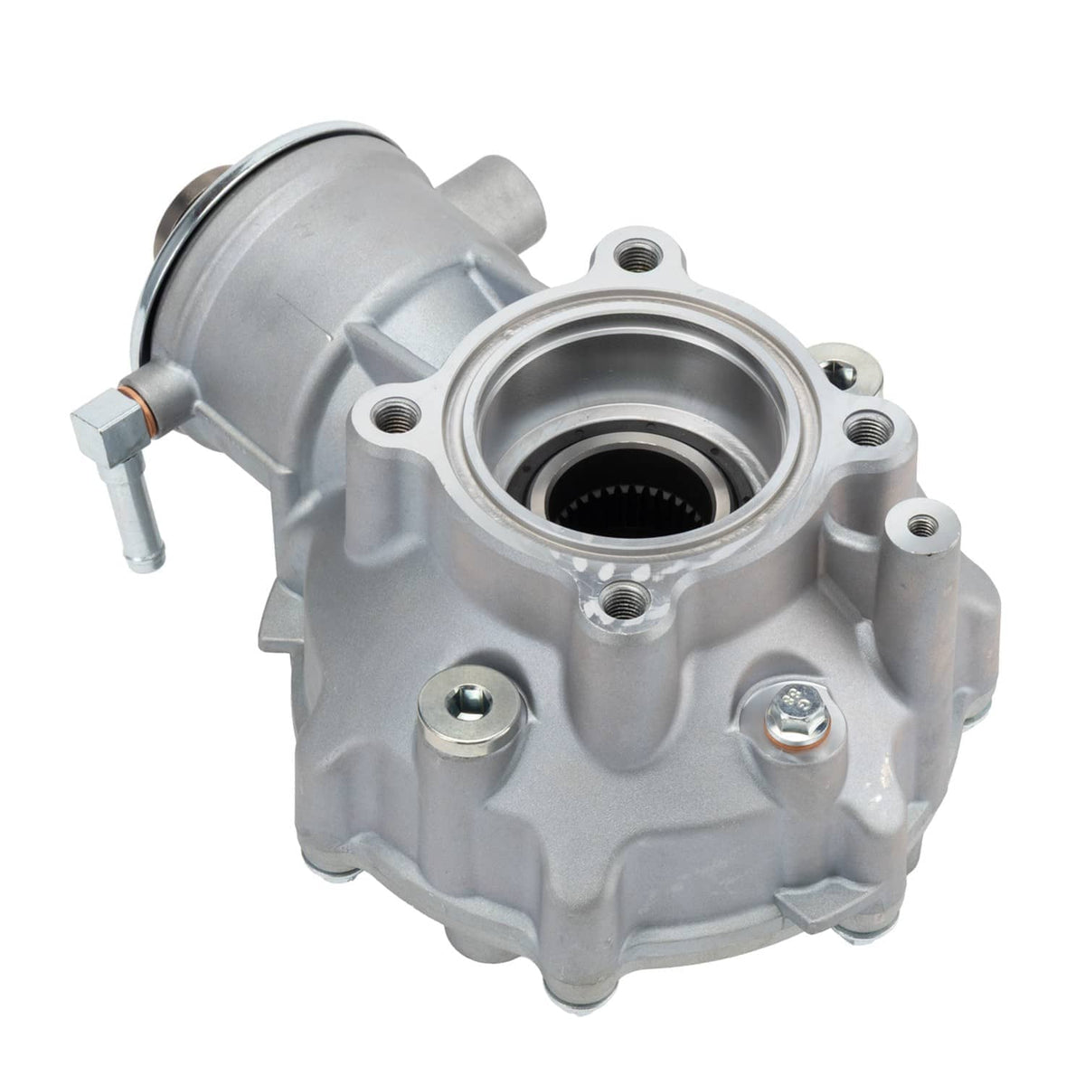 Rear differential assembly with axle flange and circular bearing housing