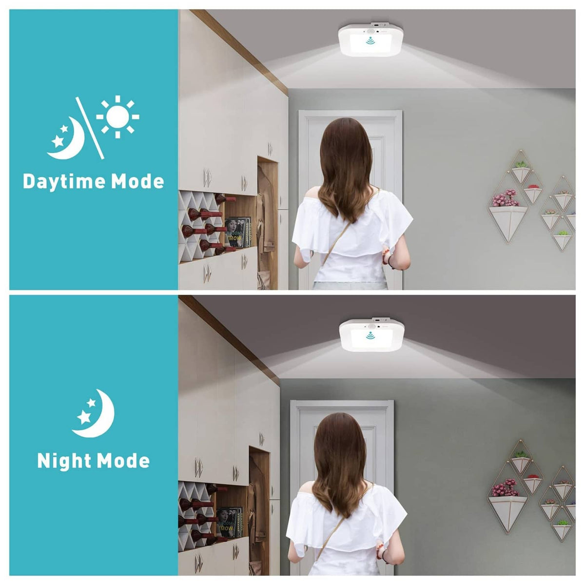 ANOTEK rechargeable motion sensor ceiling light with daytime and night light modes
