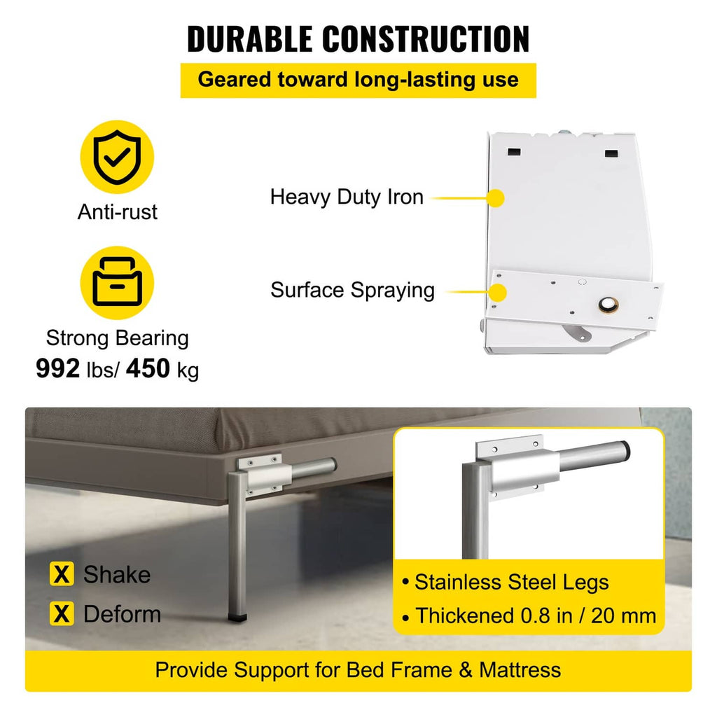 White spring mechanism brackets with heavy-duty iron design features and leg supports