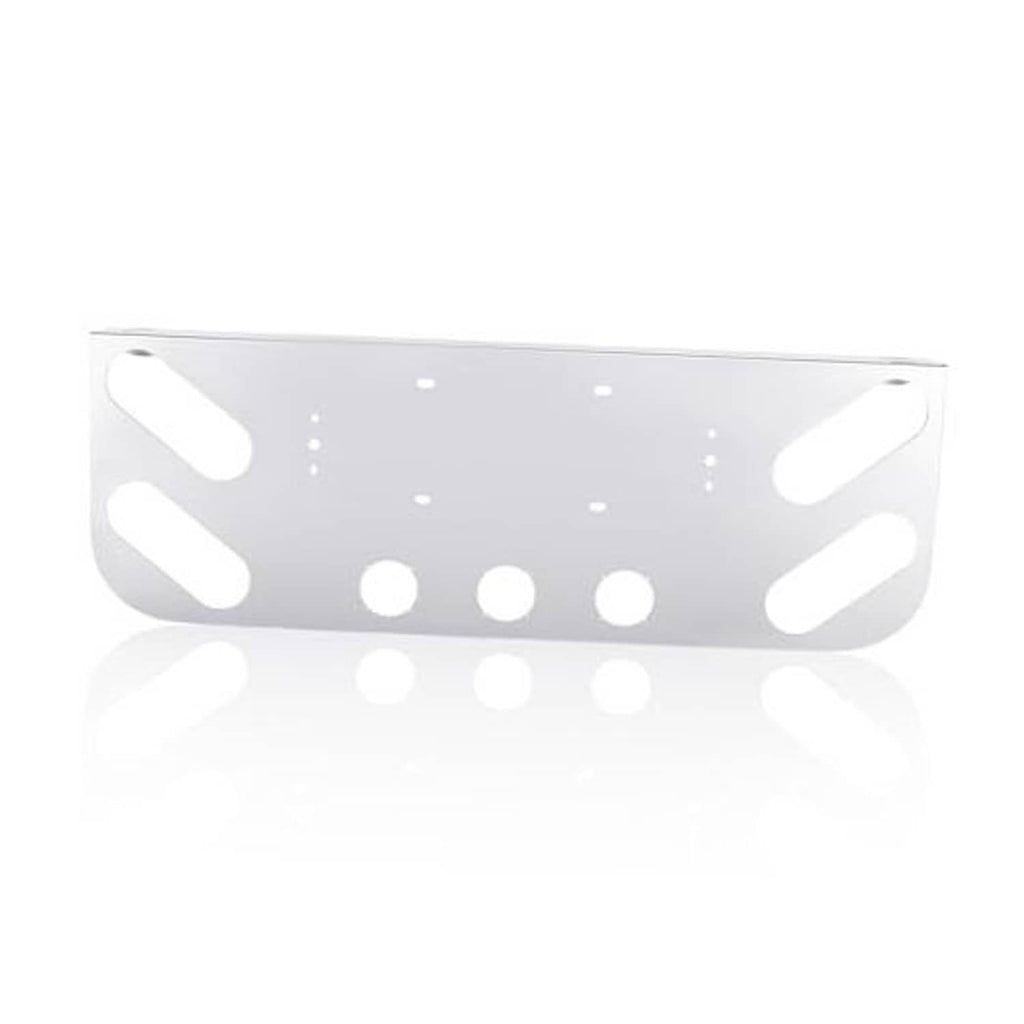 Stainless steel rear light panel with four oval cutouts and round mounting holes