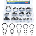 Black internal circlip snap retaining rings set in clear compartment organizer