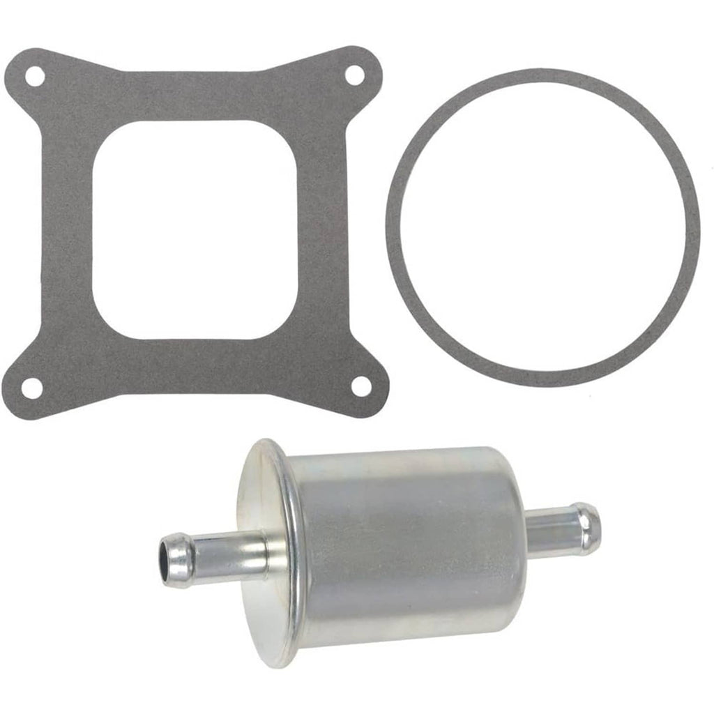 Carburetor intake gasket set with square gasket, round gasket, and fuel filter canister