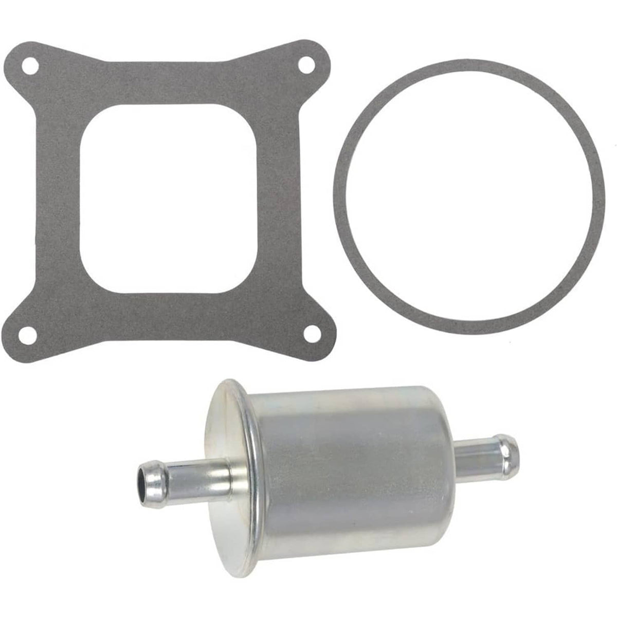 Carburetor intake gasket set with square gasket, round gasket, and fuel filter canister