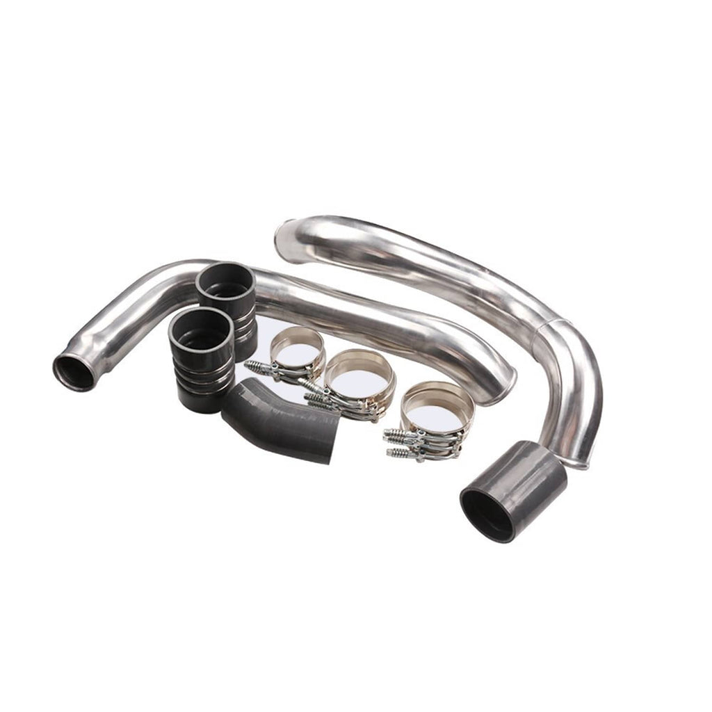 Silver intercooler pipe kit with black boots and metal clamp hardware set