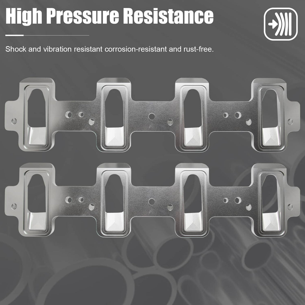 Corrosion-resistant port adapter plate set with multiple openings and bolt holes