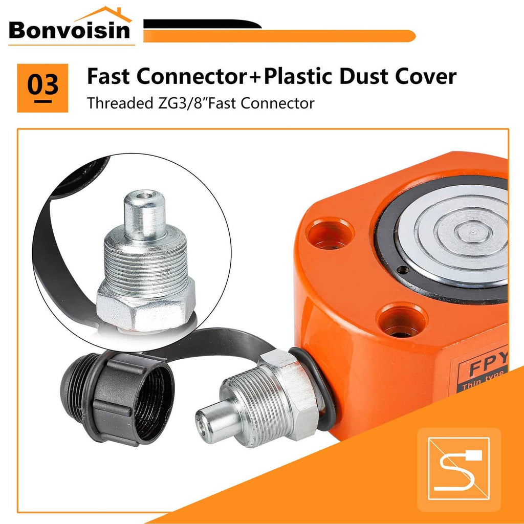 Hydraulic ram cylinder jack fast connector with threaded ZG3/8 and plastic dust cover